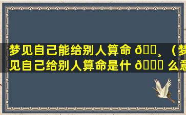 梦见自己能给别人算命 🌸 （梦见自己给别人算命是什 💐 么意思啊）